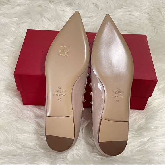 Valentino Garavani Patent Rockstud Pointed Toe Ballerina Flat size 40 - Picture 3 of 12